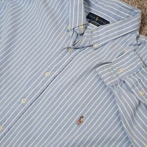 Ralph Lauren 3XLT‎ Tall Blue White Striped Stretch Oxford Button Down Shirt